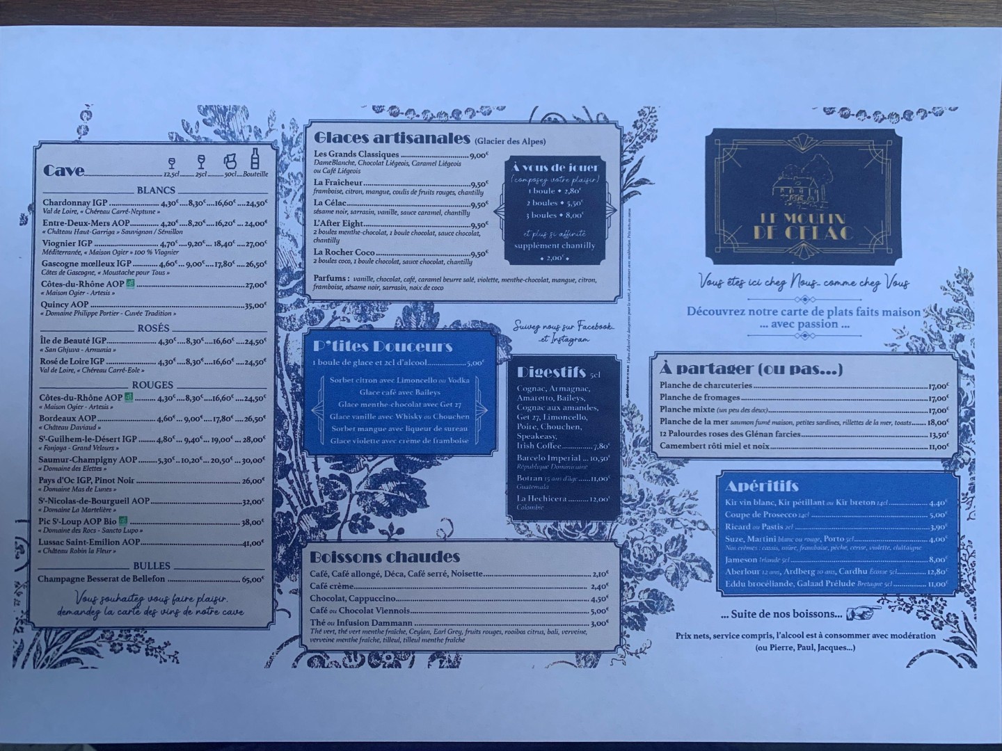 Carte du restaurant